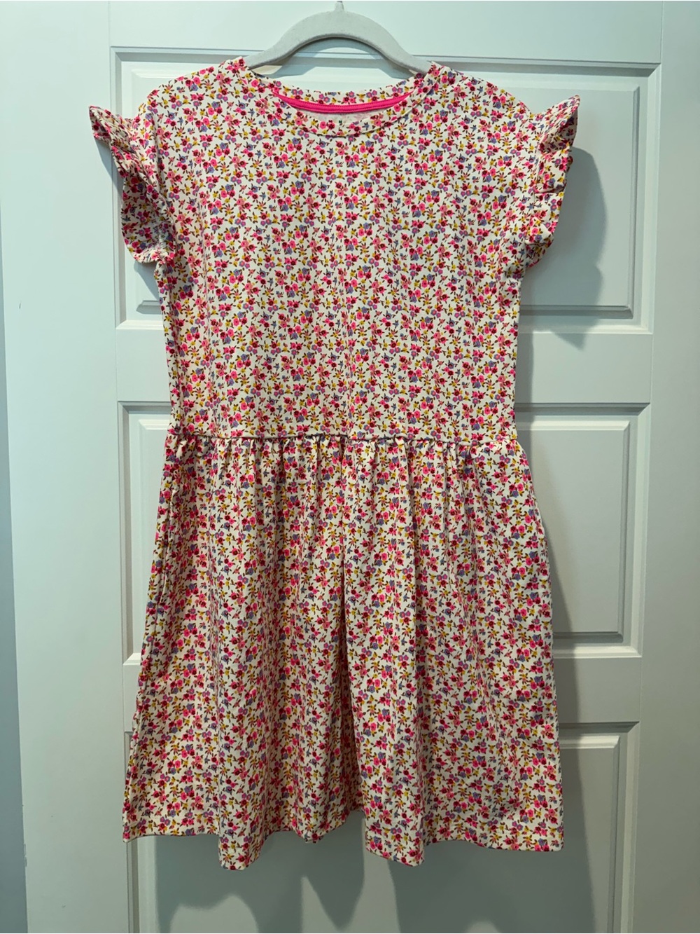 NWT Mini Boden Size 11-12 Y Pink Floral Cotton Dress